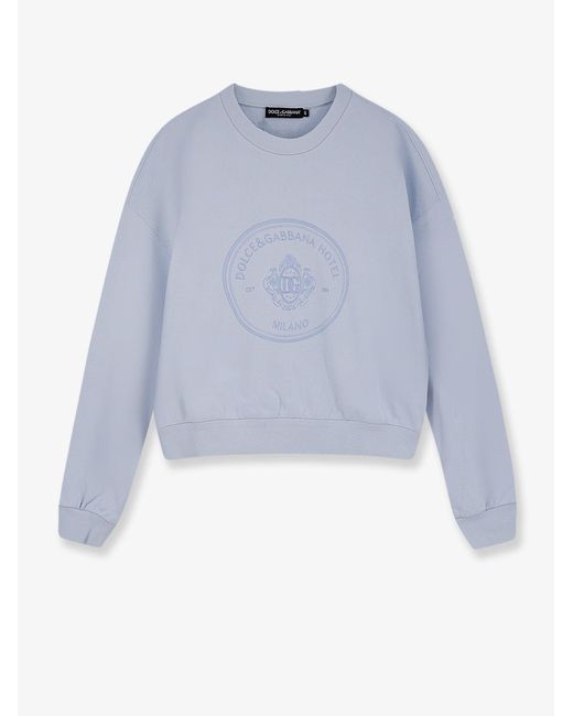 Women's Blue Cotton Sweatshirt With Logo