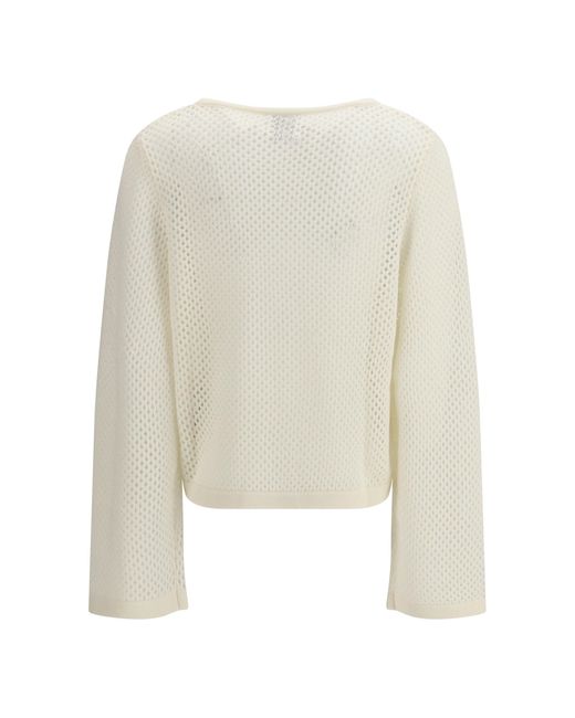 Allude White Boatneck Jumper