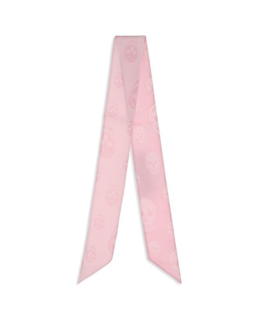 McQueen Pink Skull Ribbon Scarf