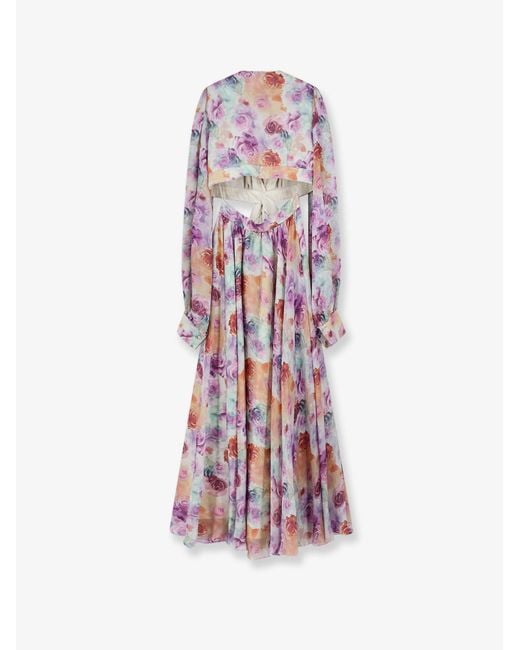 ACTUALEE White Long Dress Floral Print