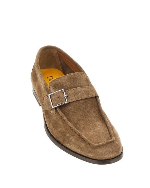 Doucal's Brown Suede Leather Buckled Strap Loafers 42 for men