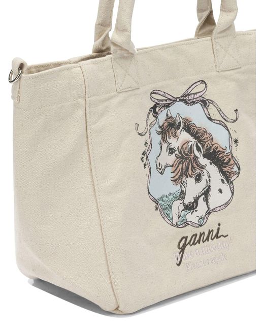 Ganni White Easy Pony Medium Handbag
