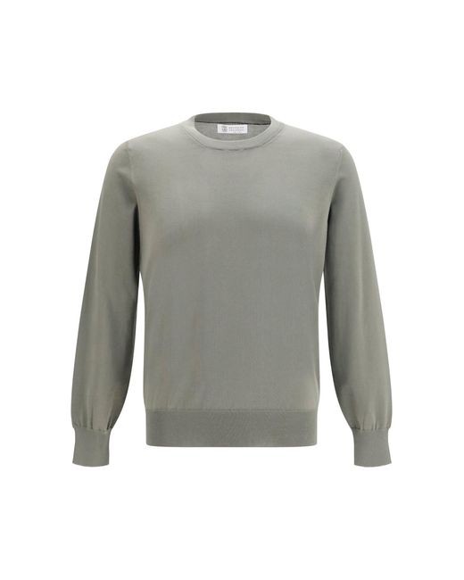 Brunello Cucinelli Gray Cotton Sweater for men