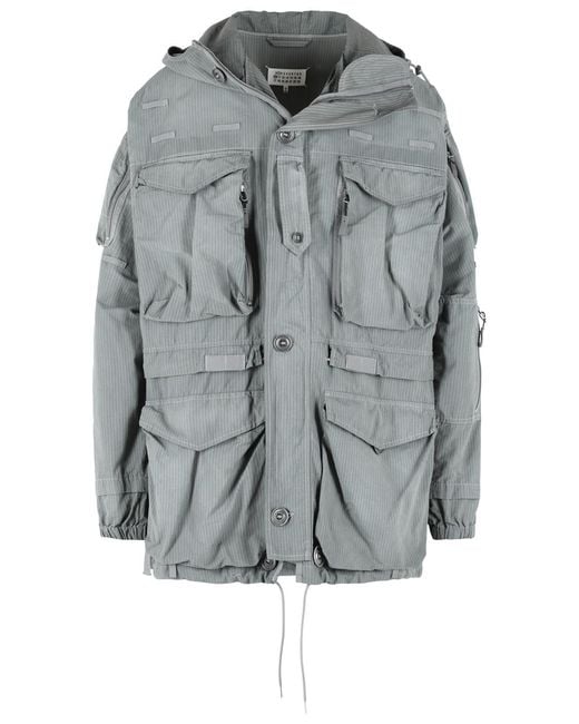 Men's Grey Cotton Blend Parka