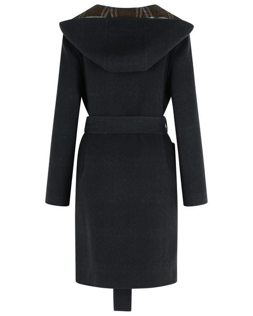 Burberry Black 'Hampshire' Reversible Wool Coat