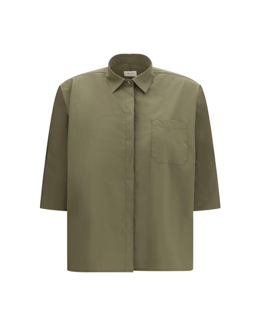 Cruna Green 3/4 Sleeve Crop Shirt Verde