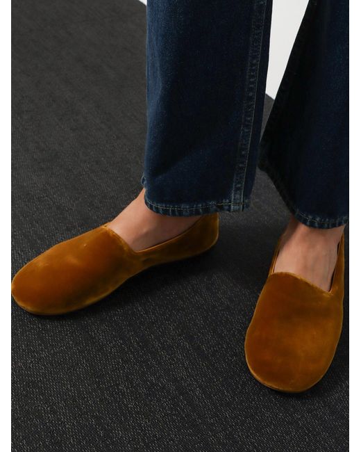 The Row Brown Ponti Velvet Loafers