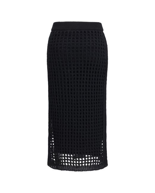 Max Mara Pure Black Cotton Mesh Skirt Nero