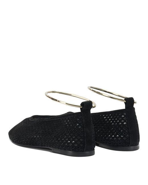 Jil Sander Black Suede Perforated Ballet Flats