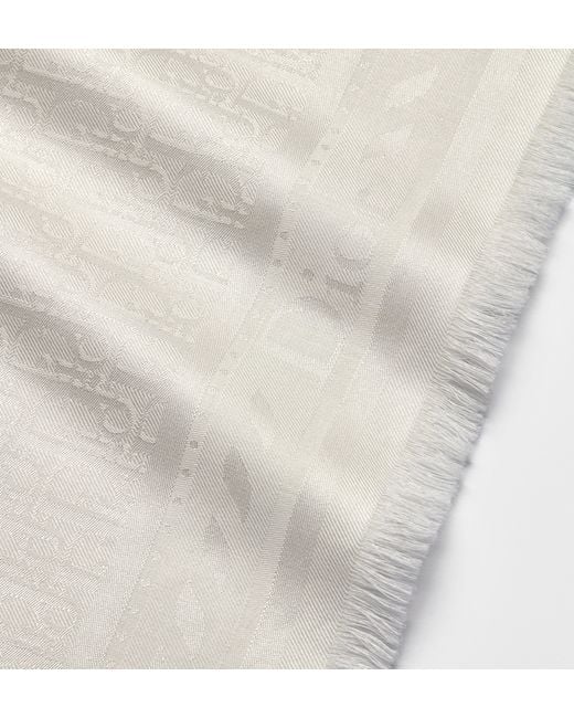 Dior White Silk And Wool Blend Oblique Scarf