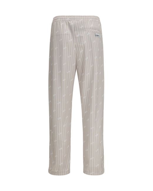 Gcds Gray All-Over Logo Pinstripe Track Pants Sandshell/Bone for men