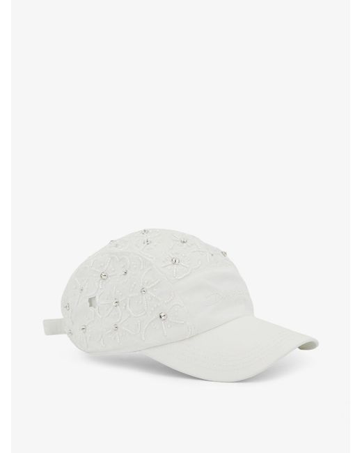 Dolce & Gabbana White Cotton Hat With All-Over Floral Embroidery