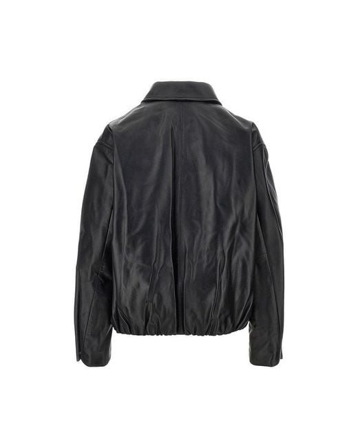 Arma Black Melis Leather Aviator Jacket
