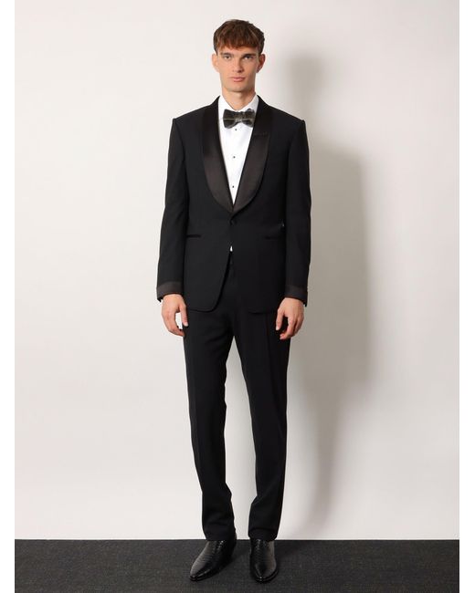 Tom Ford Black Stretch Virgin Wool Tuxedo With Satin Profiles for men