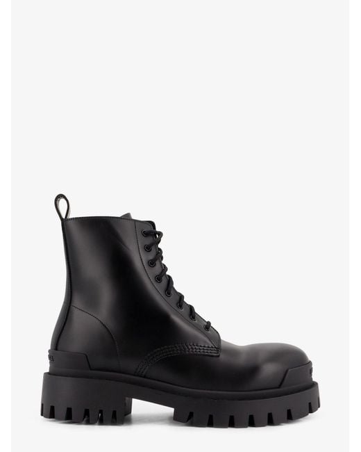Balenciaga Black Leather Boots With Maxi Rubber Sole for men