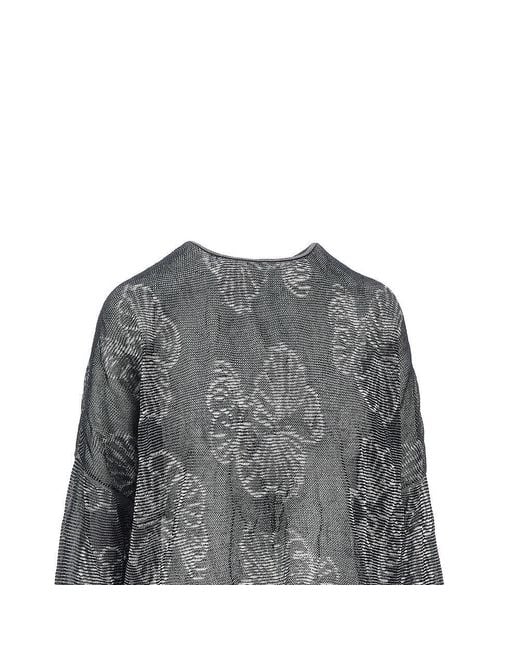 Emporio Armani Gray Jacquard Cotton-Blend Sweater