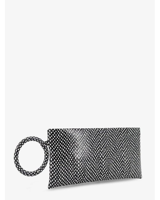 Tom Ford Gray Aura Leather Clutch Bag With Snake Motif