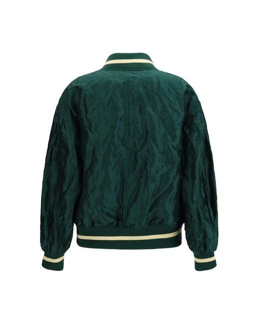 Loewe Green Technical Fabric Bomber Jacket