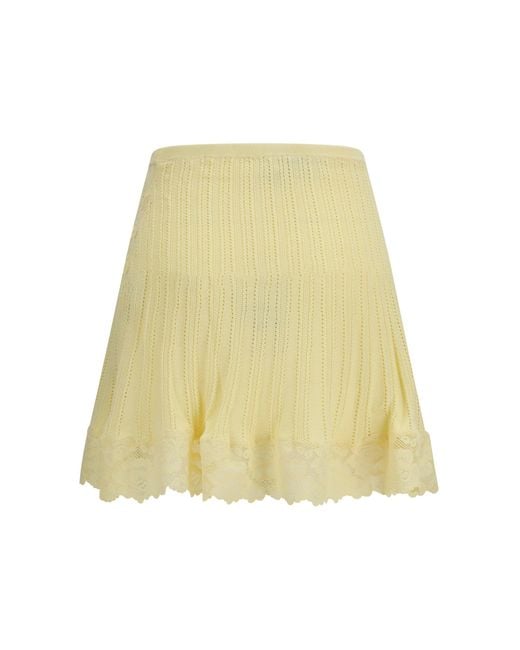 Self-Portrait Yellow Pointelle Knit Mini Skirt