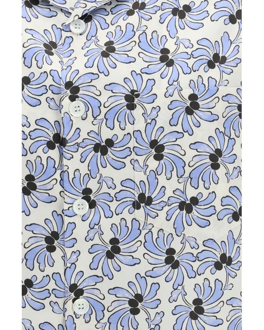 Prada Gray Cotton Shirt With Floral Print for men