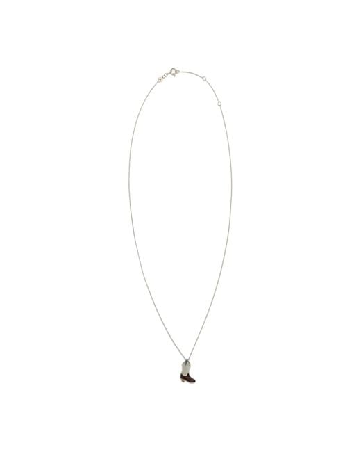 Aliita White Necklace Cowboy Boot 9K
