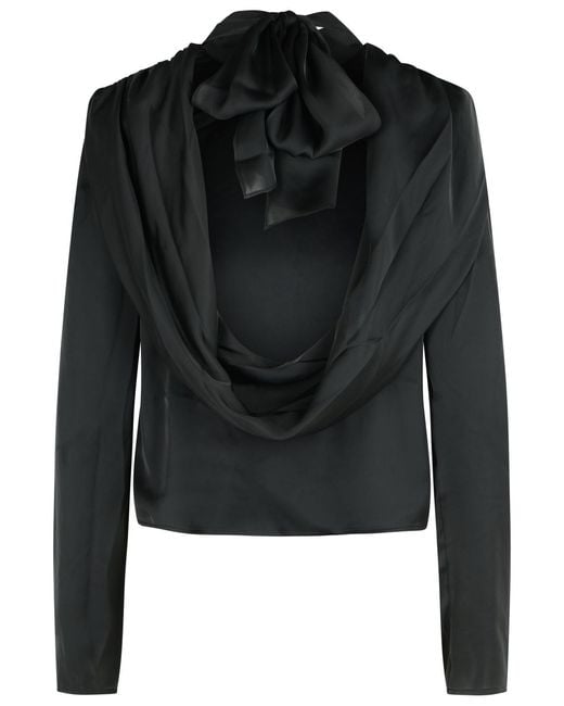 ROTATE BIRGER CHRISTENSEN Black Draped Top