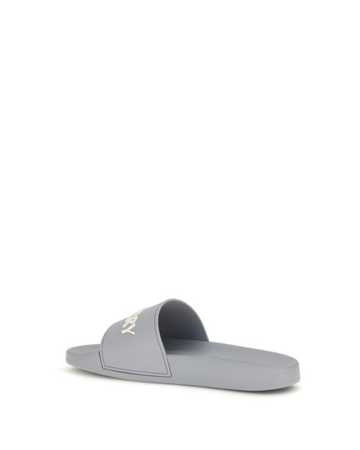 Burberry White Slides Logo
