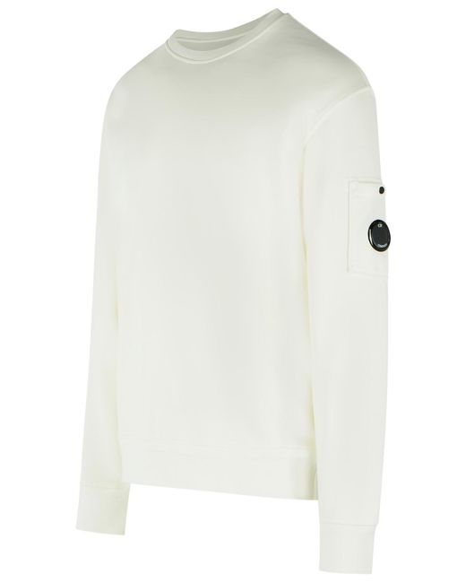 C P Company White Cotton Sweatshirt for men