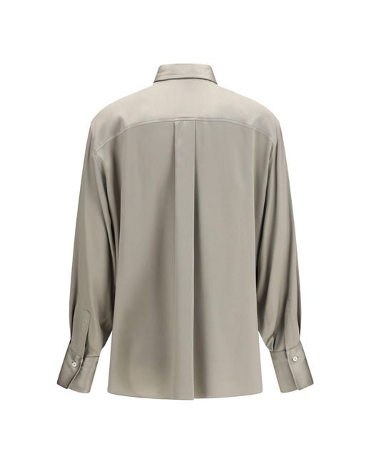 Brunello Cucinelli Gray Silk Satin Shirt