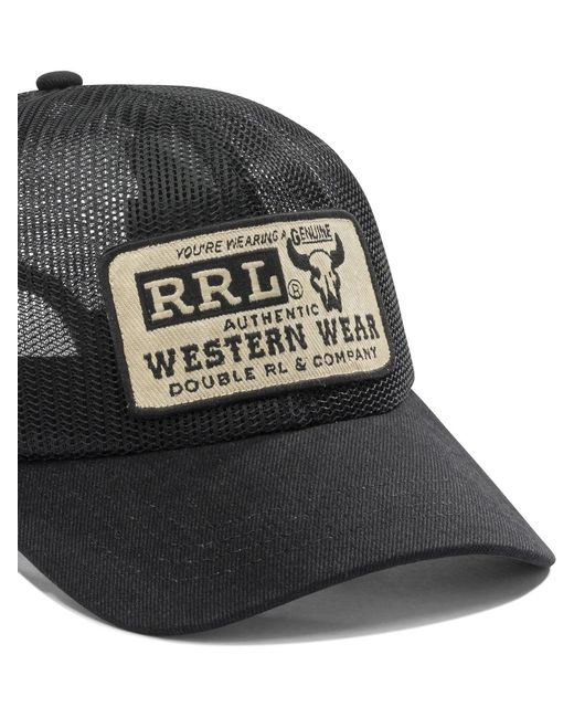 RRL Black Polyester Hat for men