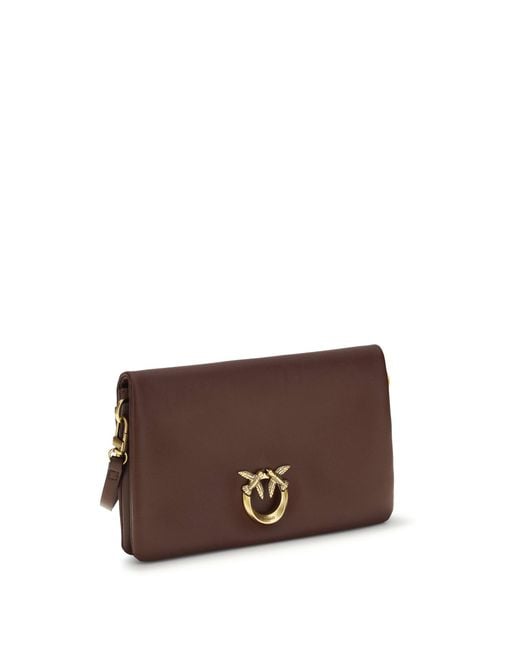 Pinko Brown Shoulder Bag Love Click Soft Horizontal Burgundy
