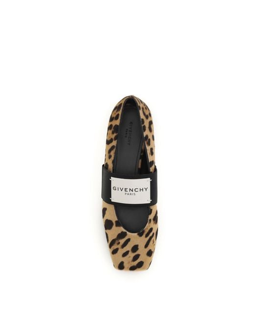 Givenchy White Leopard Print Sliced Square Ballerinas