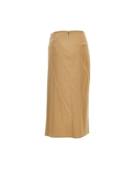 Max Mara Natural Stretch Poplin Draped Midi Skirt
