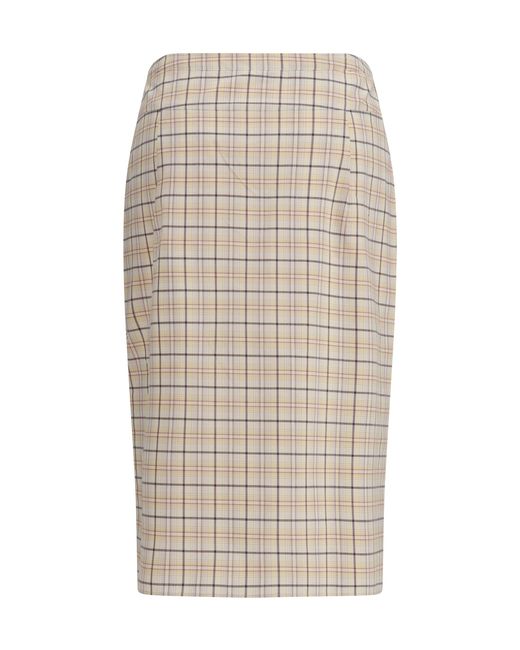 Prada Natural Checked Cotton Poplin Pencil Skirt
