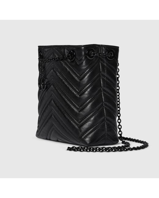 Gucci Black "Gg Marmont" Mini Bucket Bag