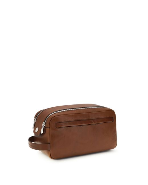 Brunello Cucinelli Brown Leather Beauty Case for men