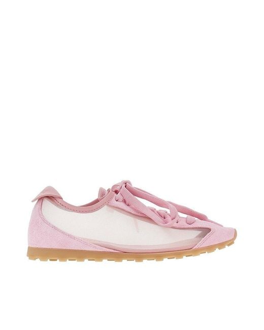 Jacquemus Pink Nubuck Leather And Mesh 'Tennis' Sneakers
