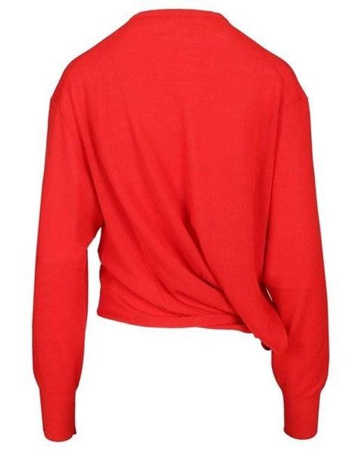 Loewe Red Draped Crewneck Knitwear