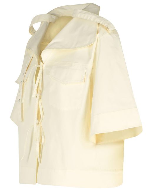 Ganni Natural Off- Stretch Cotton Blouse