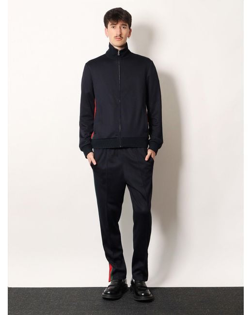 Gucci Blue Jersey Sweatshirt With Lateral Web Band for men