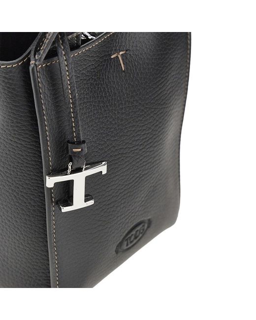 Tod's Black Grained Leather Micro Tote Bag