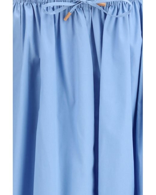 Marni Blue Poplin Drawstring Skirt