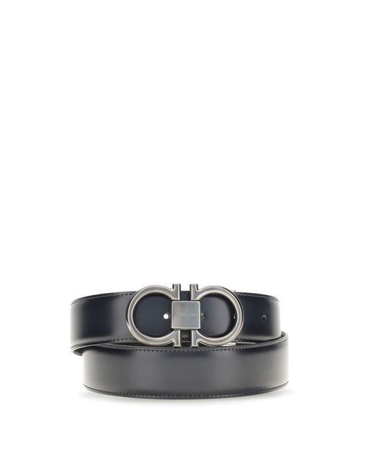 Ferragamo Gray Reversible And Adjustable Gancini Belt for men