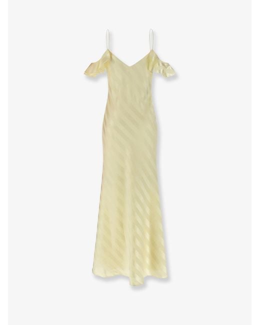 Self-Portrait White Self Portrait Striped Satin Long Dress