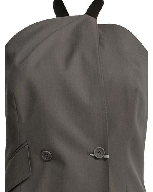 Max Mara Gray Sleeveless Virgin Wool Jacket
