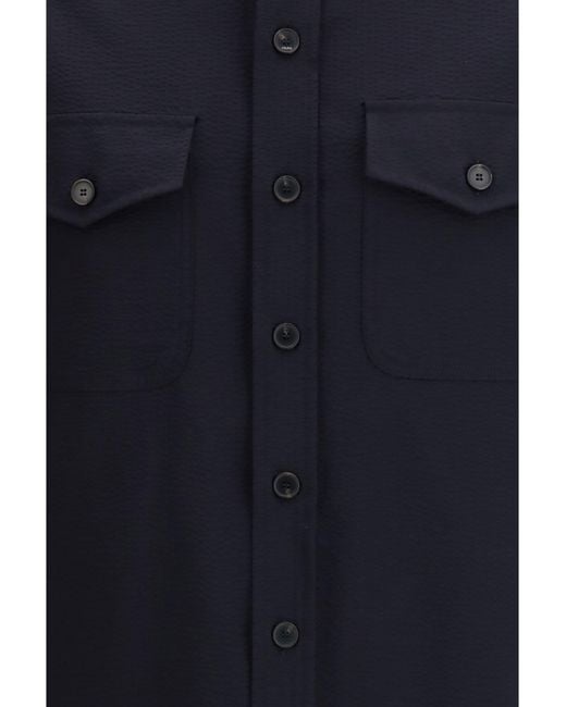 Cruna Blue Overshirt Technical Fabric for men