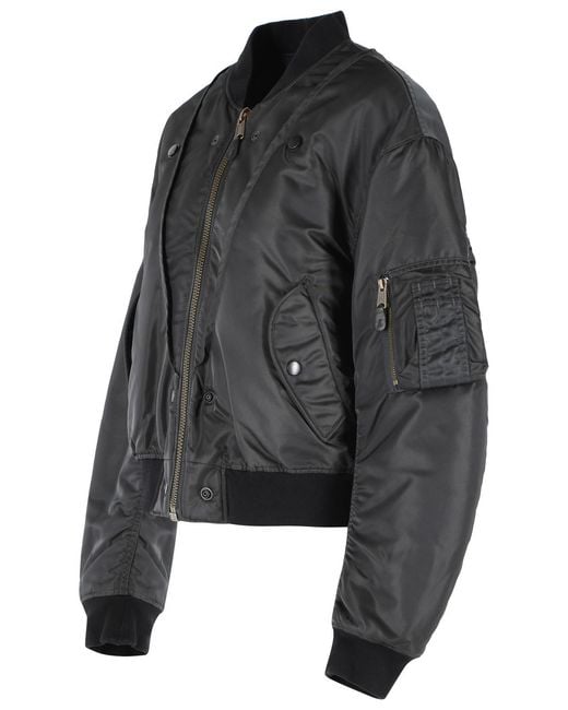 Maison Margiela Black Dark Reversible Ribbed Polyamide Bomber Jacket