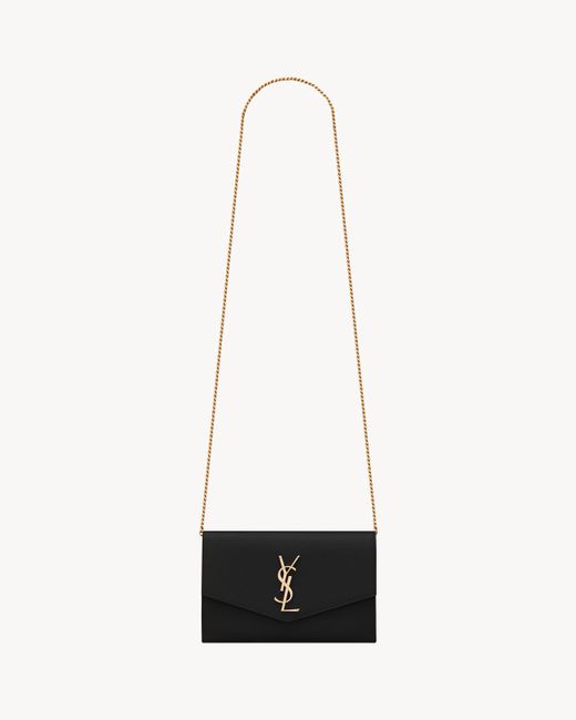 Saint Laurent White "Uptown" Pouch With Chain