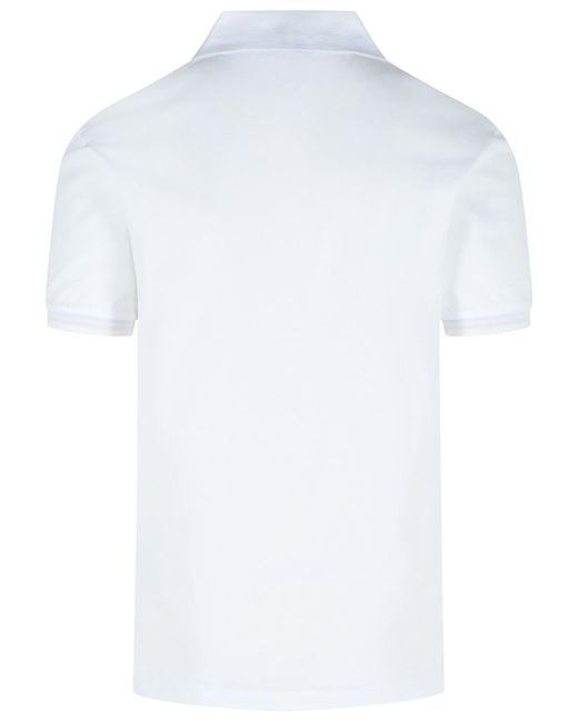 Thom Browne White Cotton Polo Shirt With Tricolor Detailing for men