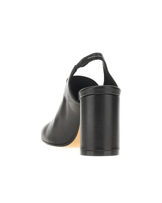 MM6 by Maison Margiela Black Leather Anatomic Numeric Slingback Pumps 38
